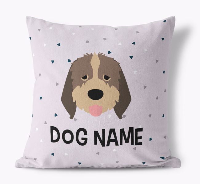 Triangle Pattern with {dogsName}'s Icon: Personalized Canvas Pillow